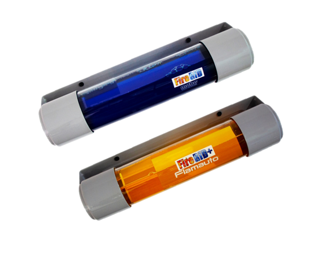 Fire extinguisher outlet can